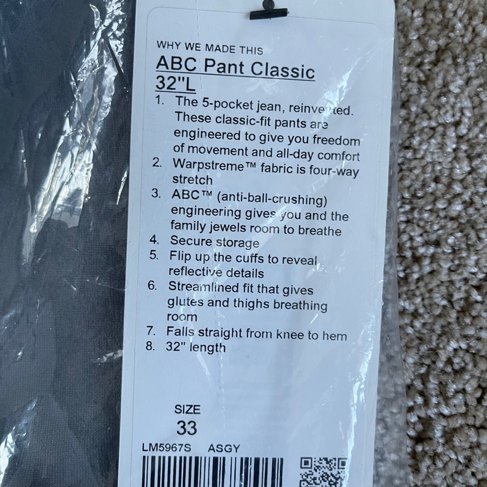 Lululemon ABC Classic 33/32 Blue/Grey